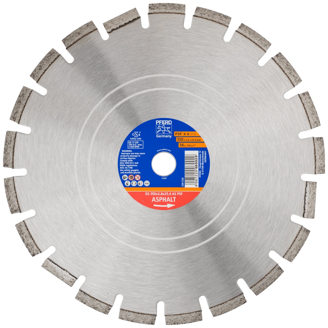PFERD TOOLS Diamant-Trennscheibe DS 350x2,8x25,4 mm PSF für schnelles Trennen von Asphalt