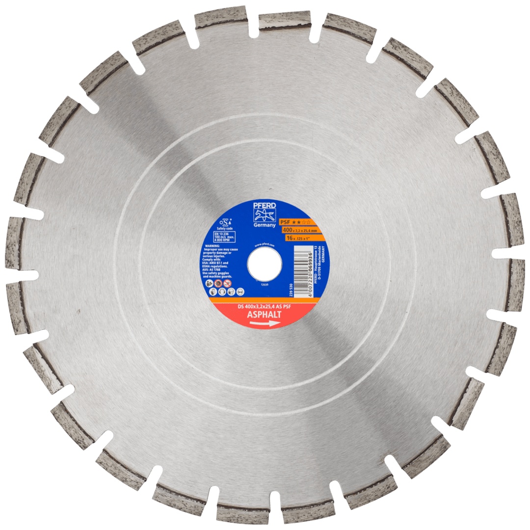 PFERD TOOLS Diamant-Trennscheibe DS 400x3,2x25,4 mm PSF für schnelles Trennen von Asphalt