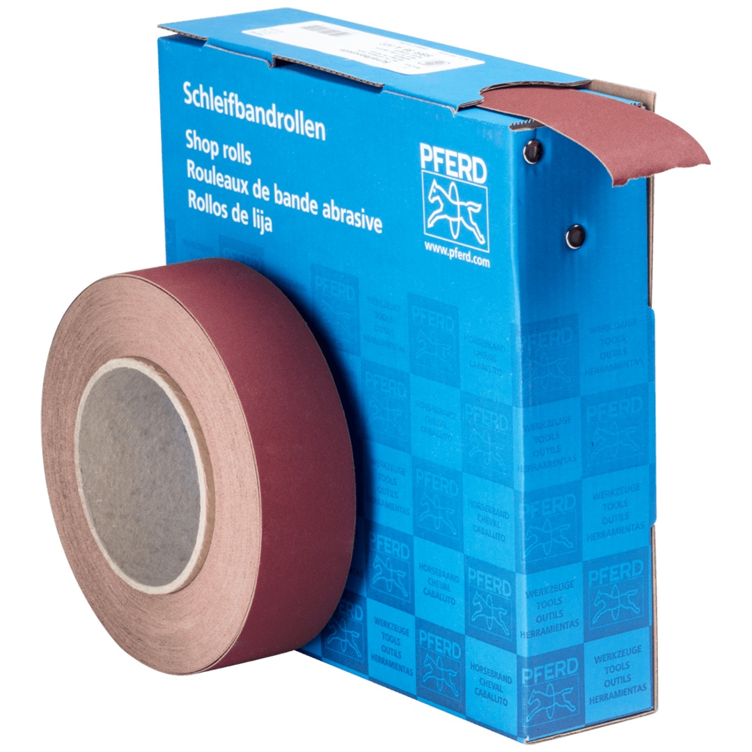 PFERD TOOLS Korund Schleifbandrolle Gewebe SBR Breite 38 mmxLänge 25m A320 für universelle Anwendung