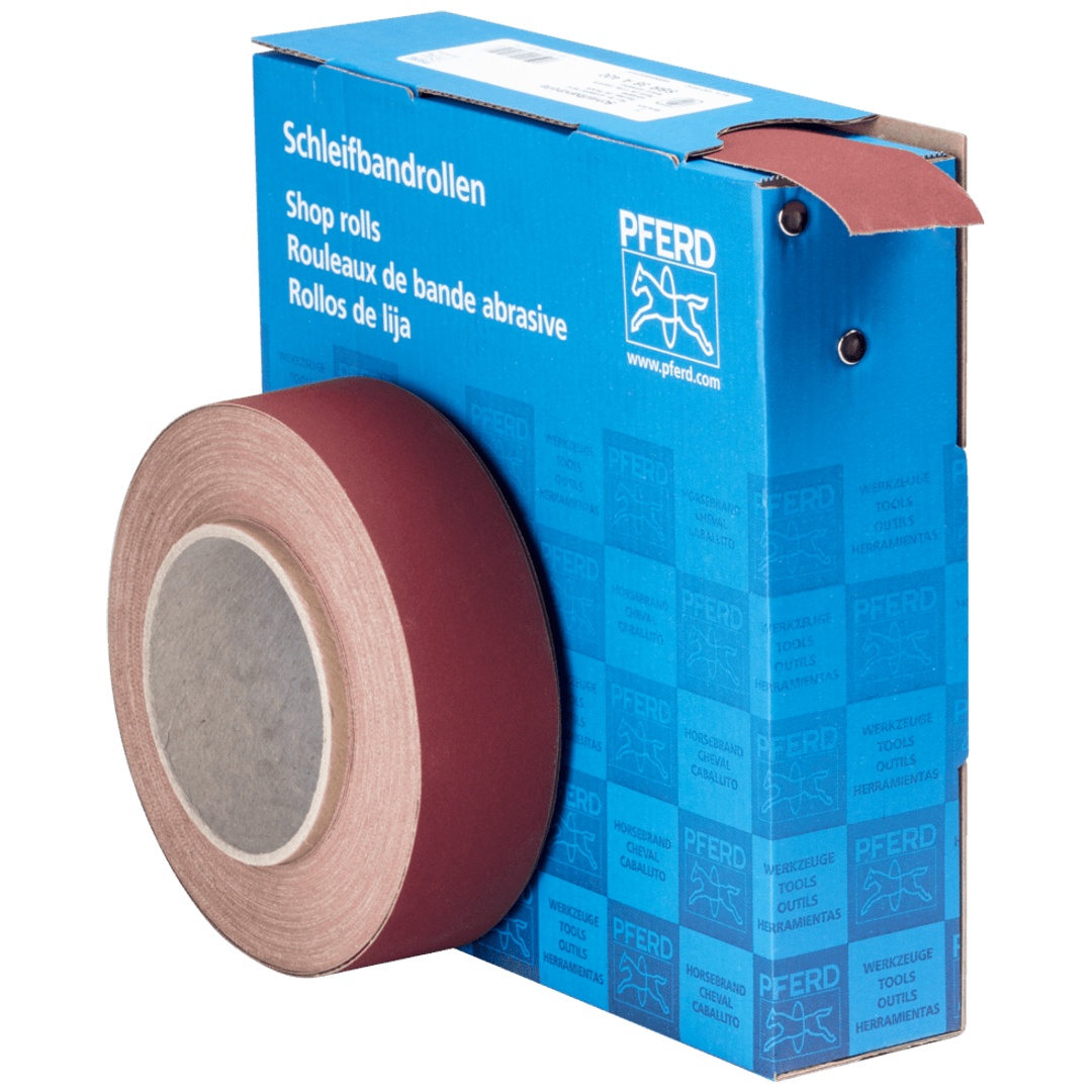 PFERD TOOLS Korund Schleifbandrolle Gewebe SBR Breite 38 mmxLänge 25m A400 für universelle Anwendung