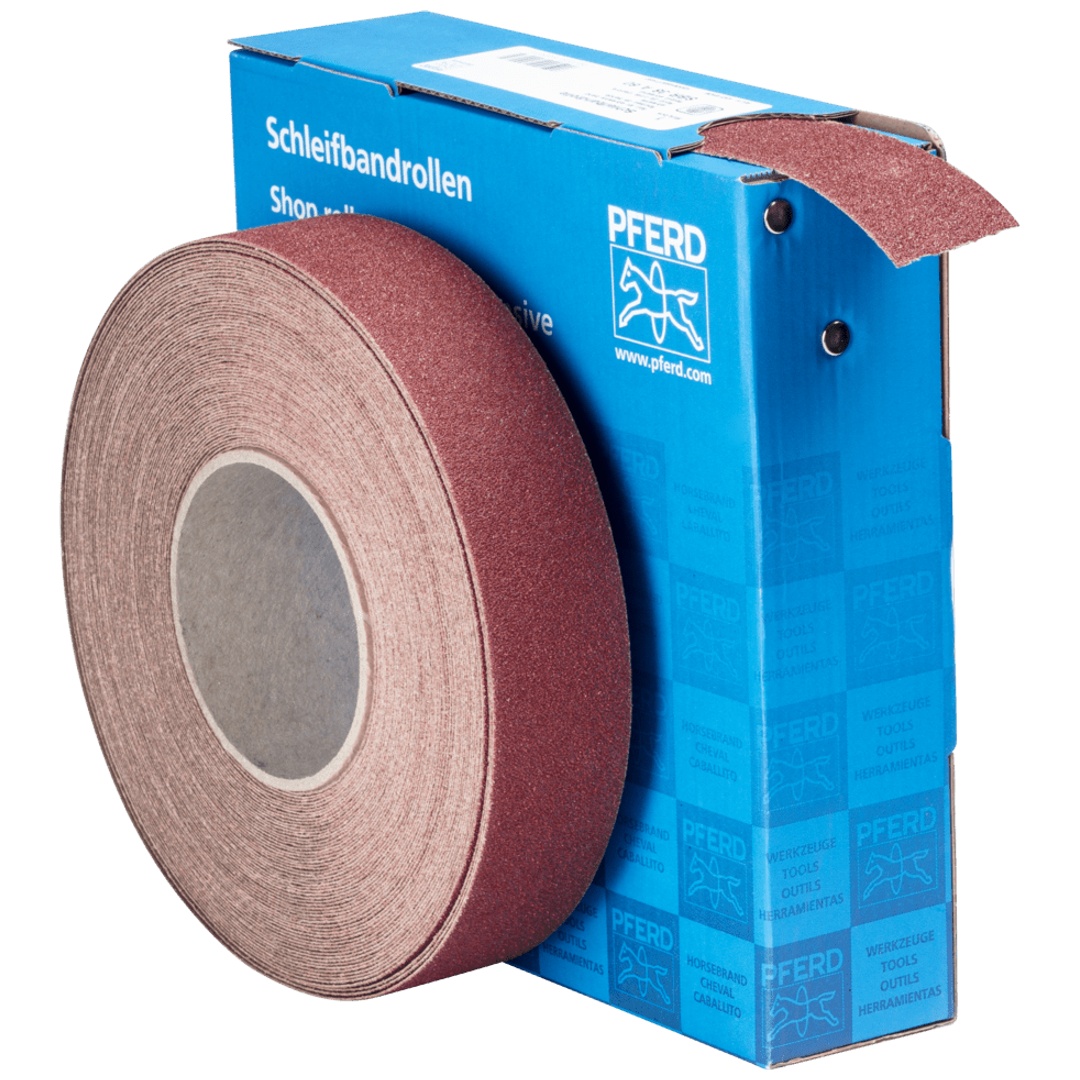 PFERD TOOLS Korund Schleifbandrolle Gewebe SBR Breite 38 mmxLänge 25m A60 für universelle Anwendung
