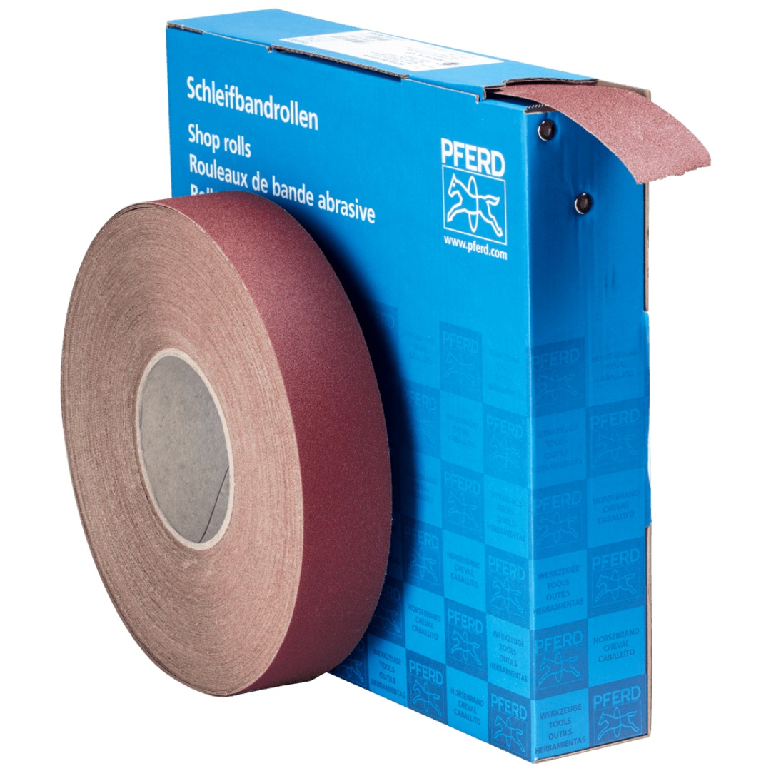 PFERD TOOLS Korund Schleifbandrolle Gewebe SBR Breite 40mmxLänge 50m A120 für universelle Anwendung