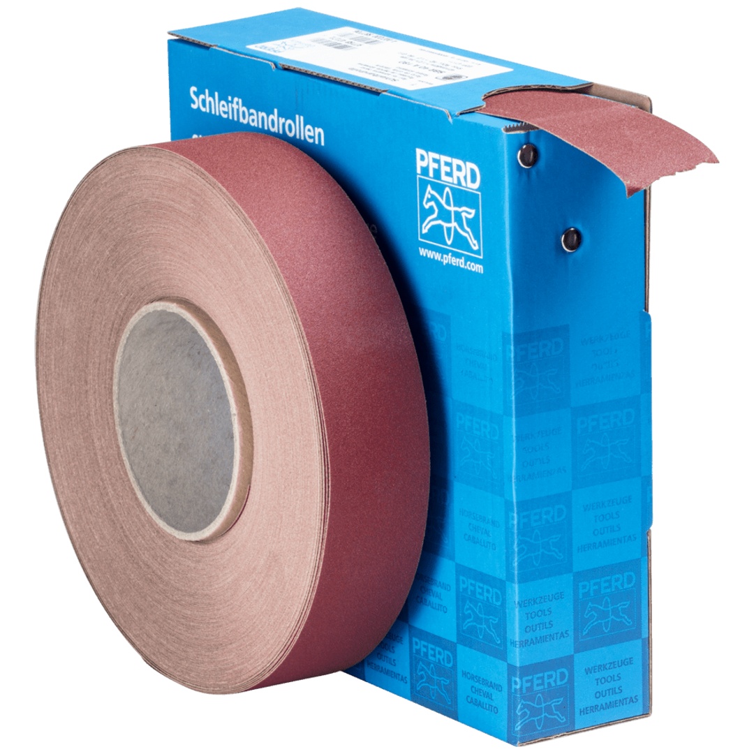 PFERD TOOLS Korund Schleifbandrolle Gewebe SBR Breite 40mmxLänge 50m A180 für universelle Anwendung