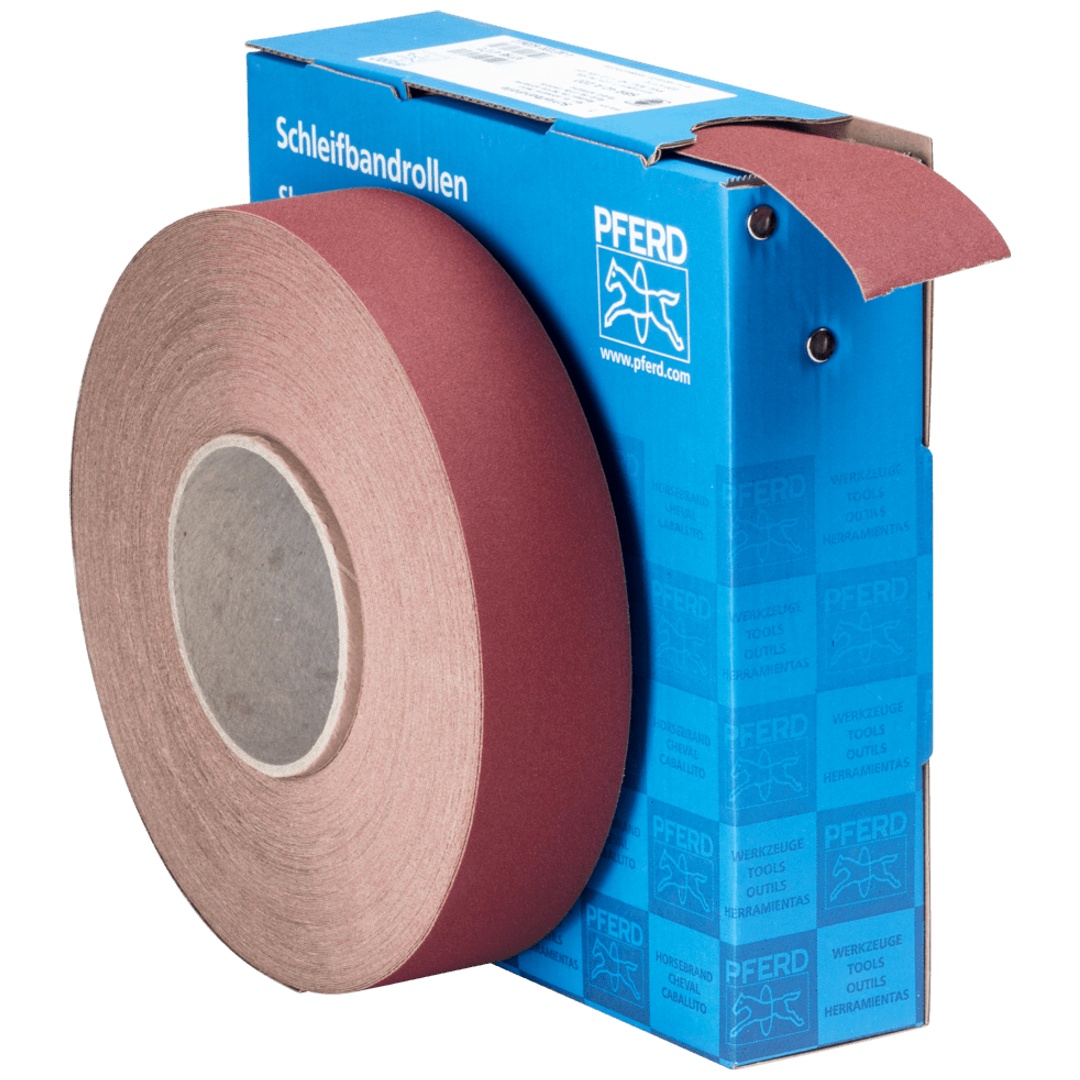 PFERD TOOLS Korund Schleifbandrolle Gewebe SBR Breite 40mmxLänge 50m A220 für universelle Anwendung