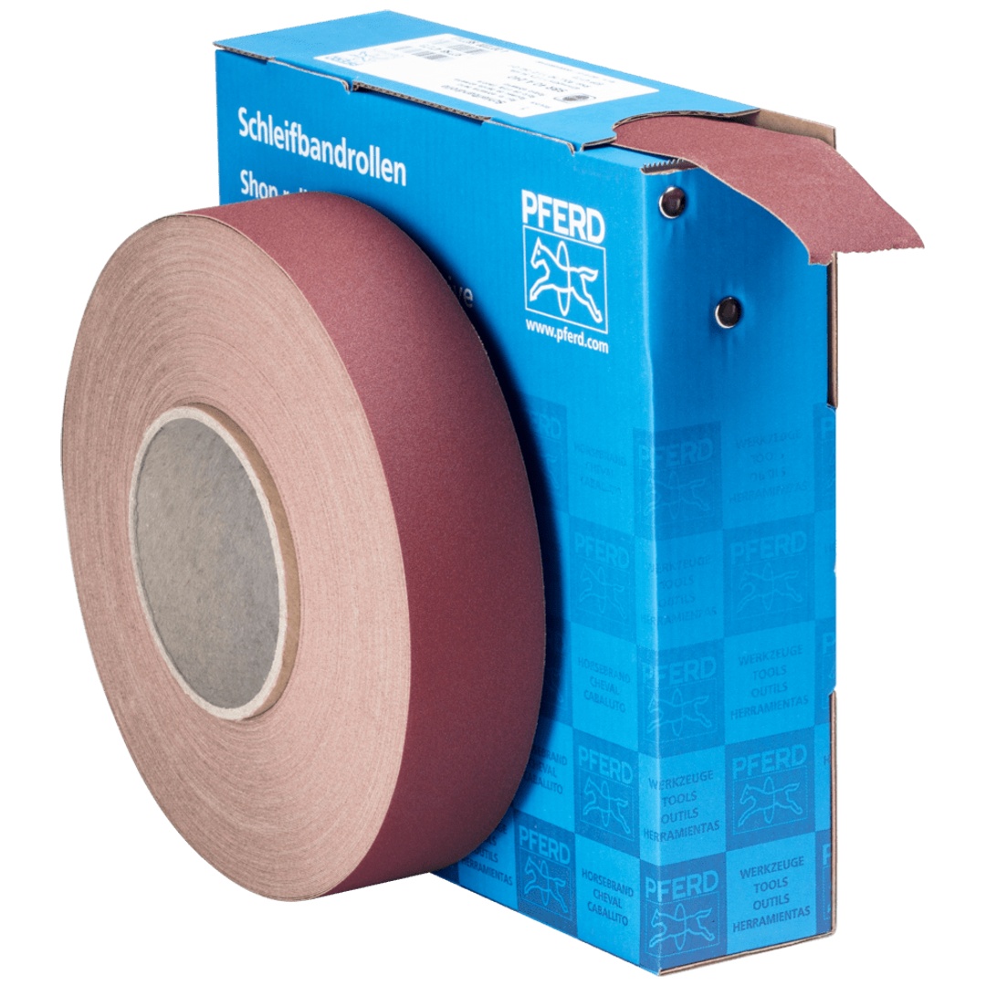 PFERD TOOLS Korund Schleifbandrolle Gewebe SBR Breite 40mmxLänge 50m A240 für universelle Anwendung