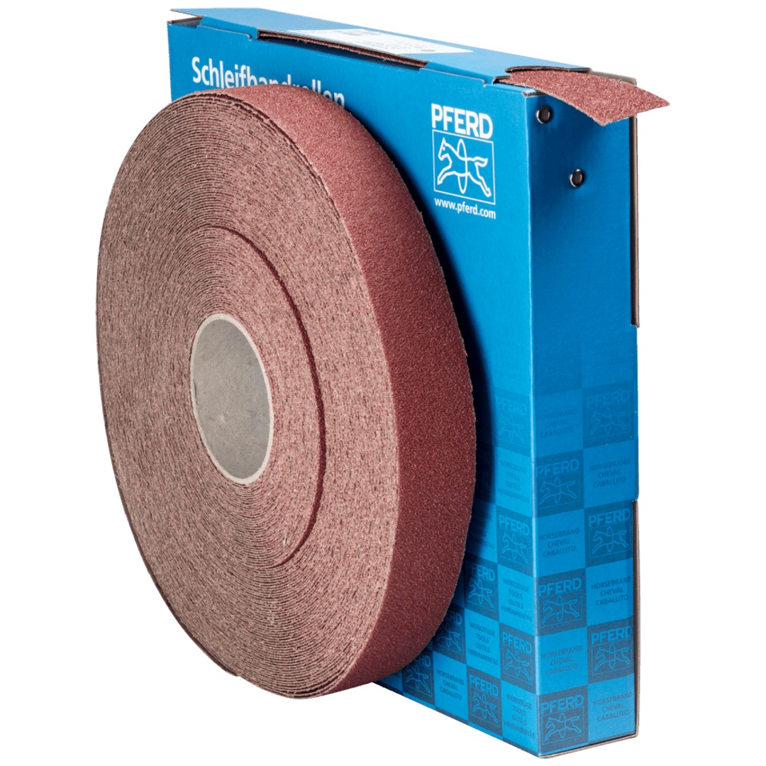 PFERD TOOLS Korund Schleifbandrolle Gewebe SBR Breite 40mmxLänge 50m A40 für universelle Anwendung