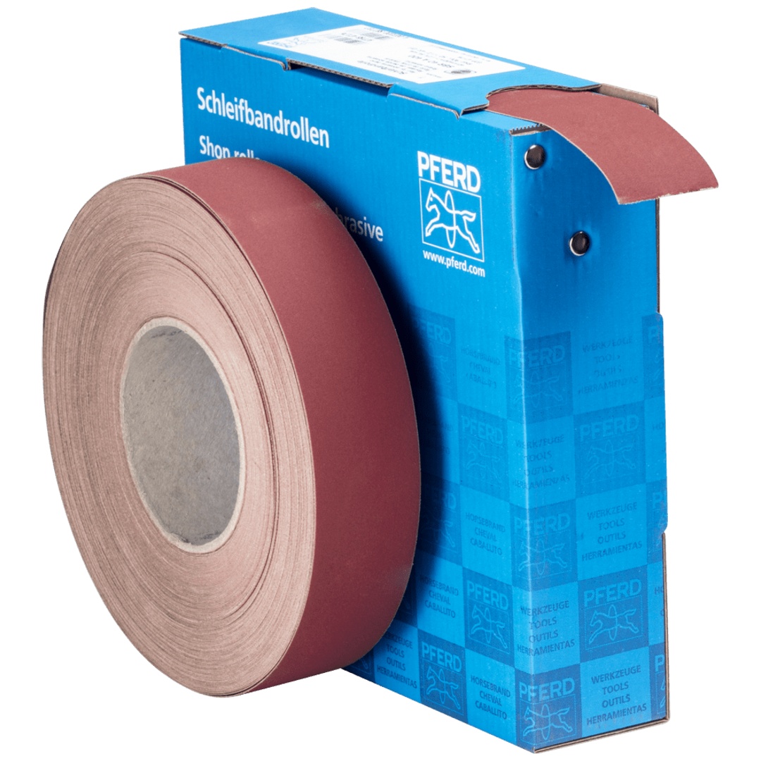 PFERD TOOLS Korund Schleifbandrolle Gewebe SBR Breite 40mmxLänge 50m A400 für universelle Anwendung