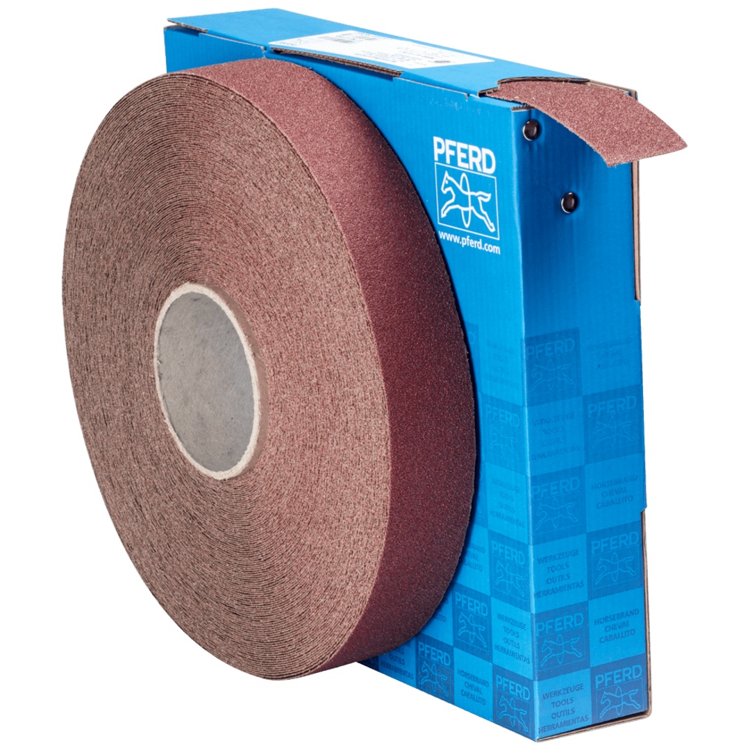 PFERD TOOLS Korund Schleifbandrolle Gewebe SBR Breite 40mmxLänge 50m A60 für universelle Anwendung