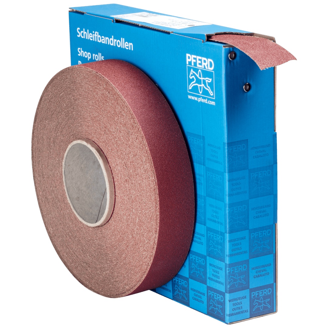 PFERD TOOLS Korund Schleifbandrolle Gewebe SBR Breite 40mmxLänge 50m A80 für universelle Anwendung