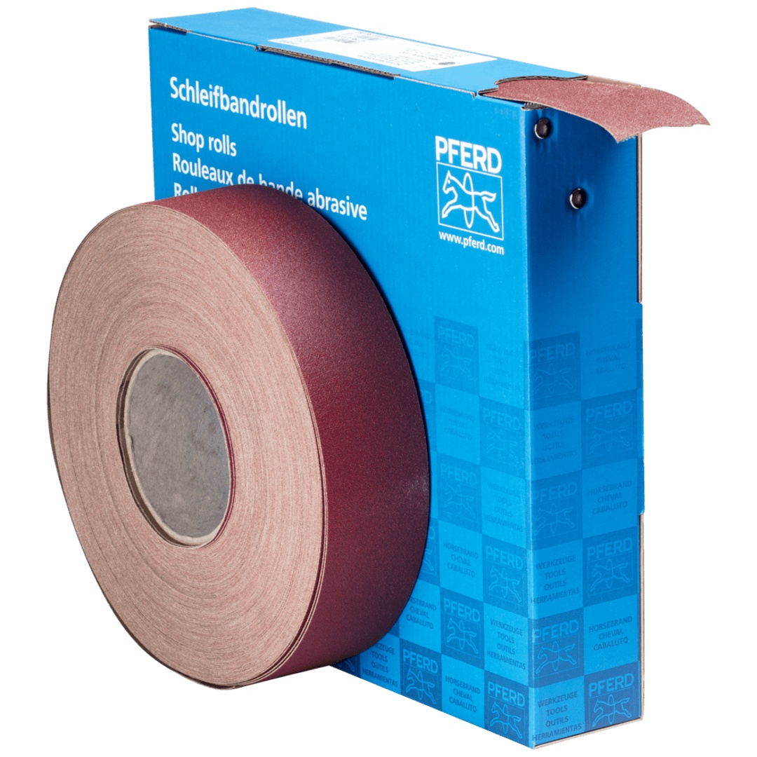 PFERD TOOLS Korund Schleifbandrolle Gewebe SBR Breite 50mmxLänge 50m A120 für universelle Anwendung