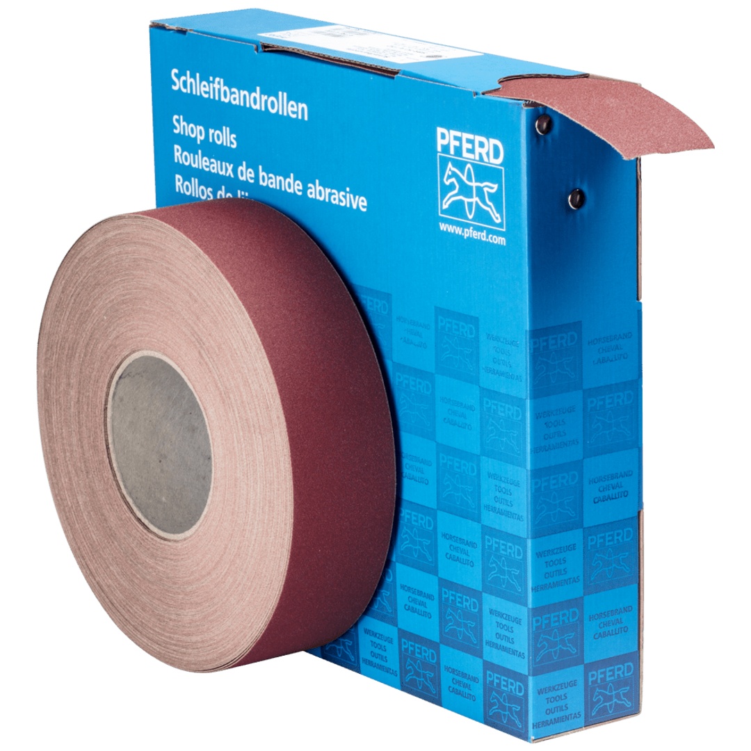 PFERD TOOLS Korund Schleifbandrolle Gewebe SBR Breite 50mmxLänge 50m A150 für universelle Anwendung