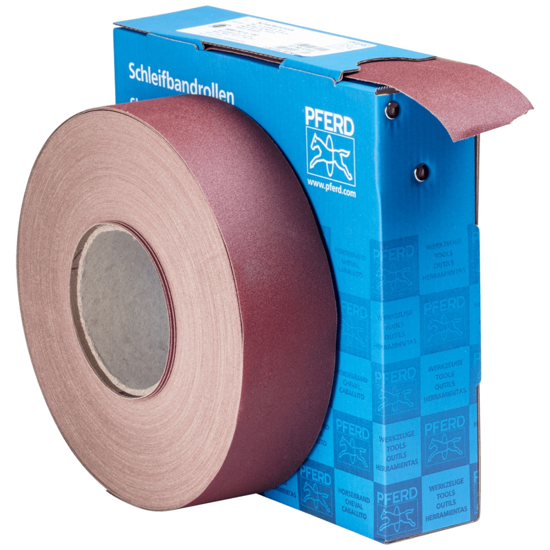 PFERD TOOLS Korund Schleifbandrolle Gewebe SBR Breite 50mmxLänge 50m A180 für universelle Anwendung