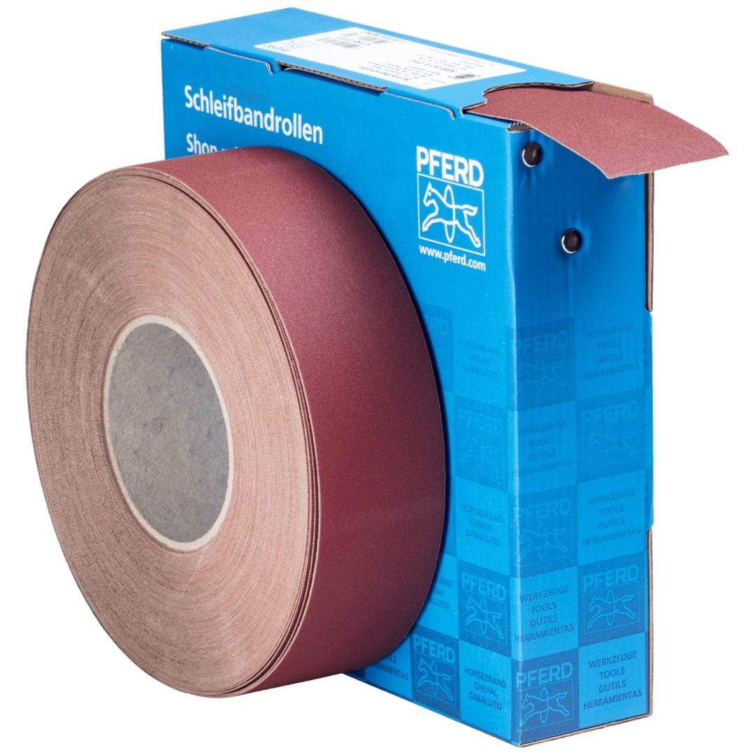 PFERD TOOLS Korund Schleifbandrolle Gewebe SBR Breite 50mmxLänge 50m A240 für universelle Anwendung