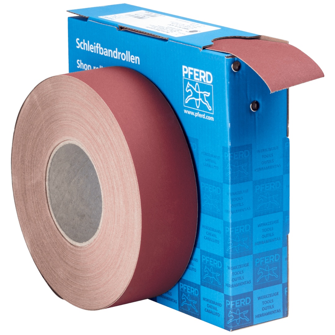 PFERD TOOLS Korund Schleifbandrolle Gewebe SBR Breite 50mmxLänge 50m A400 für universelle Anwendung