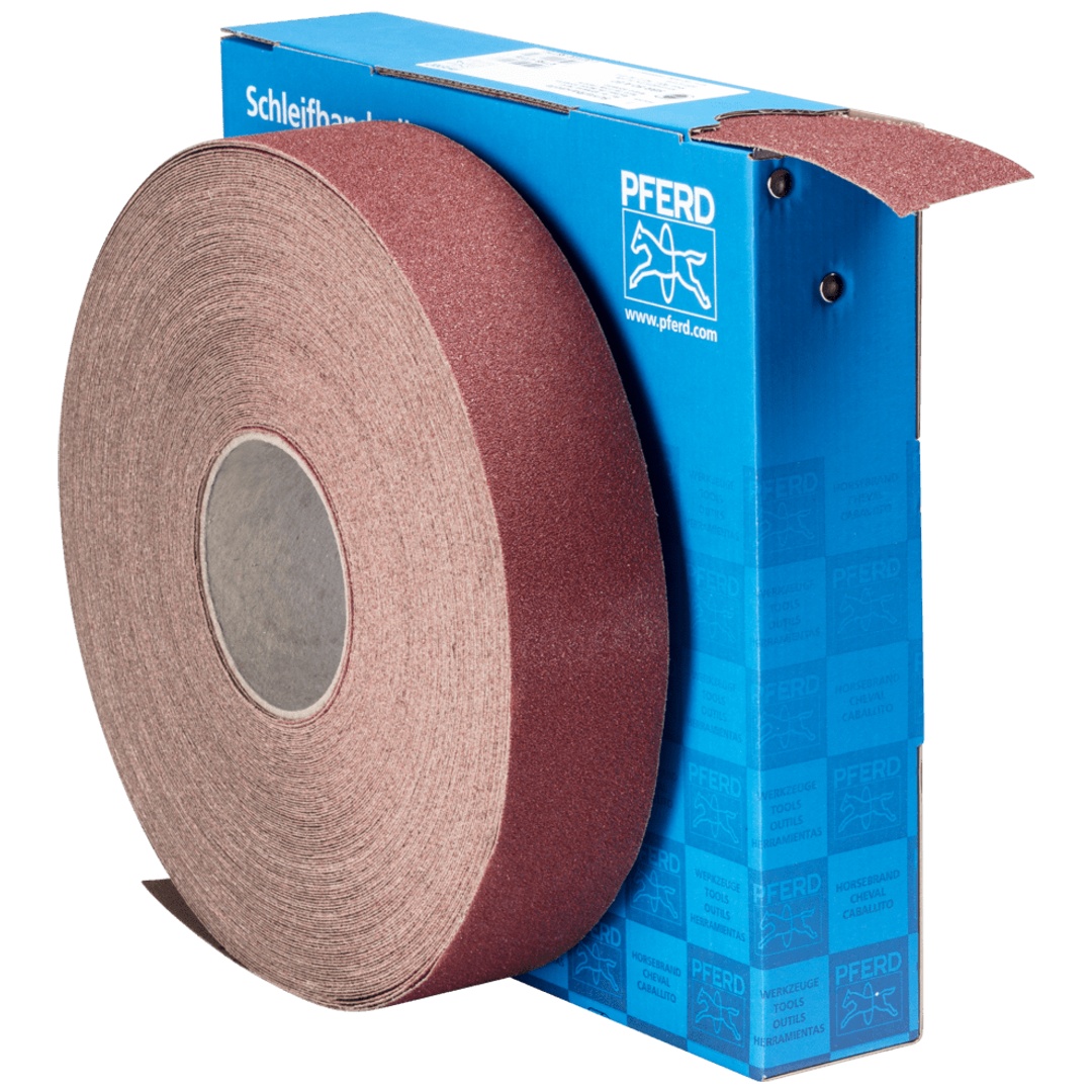 PFERD TOOLS Korund Schleifbandrolle Gewebe SBR Breite 50mmxLänge 50m A60 für universelle Anwendung
