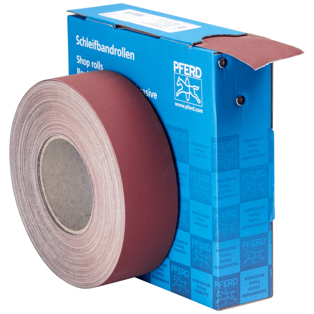 PFERD TOOLS Korund Schleifbandrolle Gewebe SBR Breite 50mmxLänge 50m A600 für universelle Anwendung
