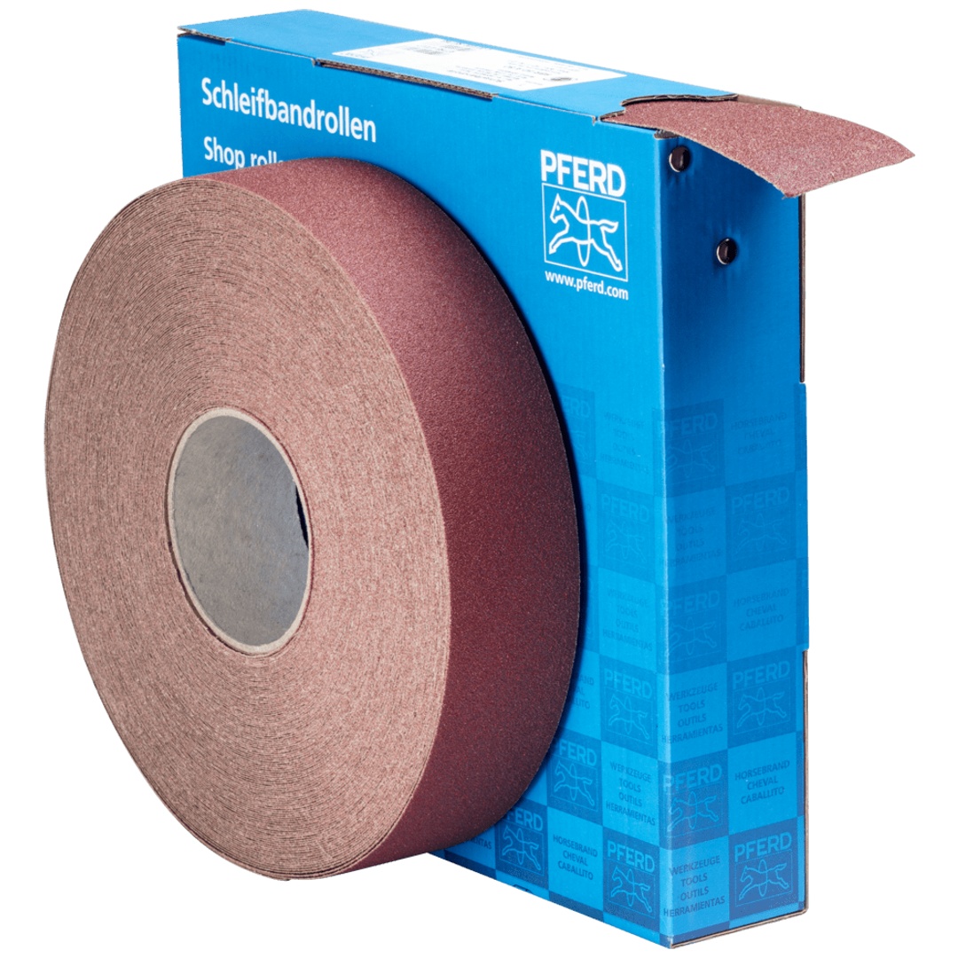 PFERD TOOLS Korund Schleifbandrolle Gewebe SBR Breite 50mmxLänge 50m A80 für universelle Anwendung