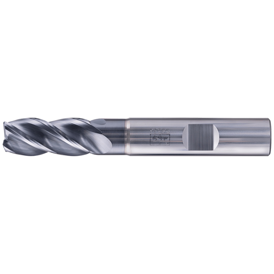 PFERD TOOLS VHM Eckfräser lang 4 Schneiden Ø 12 mm Radius 1,0 mm TiAlN Schaft HB Universal Line Schruppen Schlichten Nuten