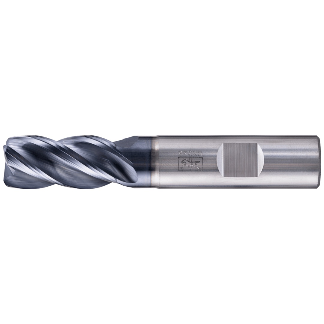 PFERD TOOLS VHM Eckfräser lang 4 Schneiden Ø 16 mm Radius 1,5 mm TiAlN Schaft HB Universal Line Schruppen Schlichten Nuten