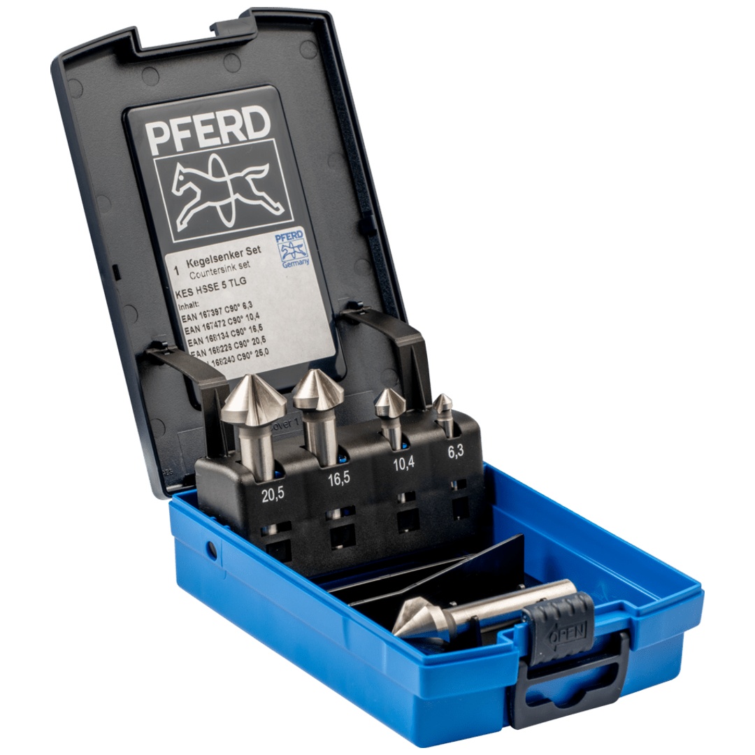PFERD TOOLS HSSE-Kegelsenker-Set 5-tlg. DIN 335 C 90° Ausführung Co5