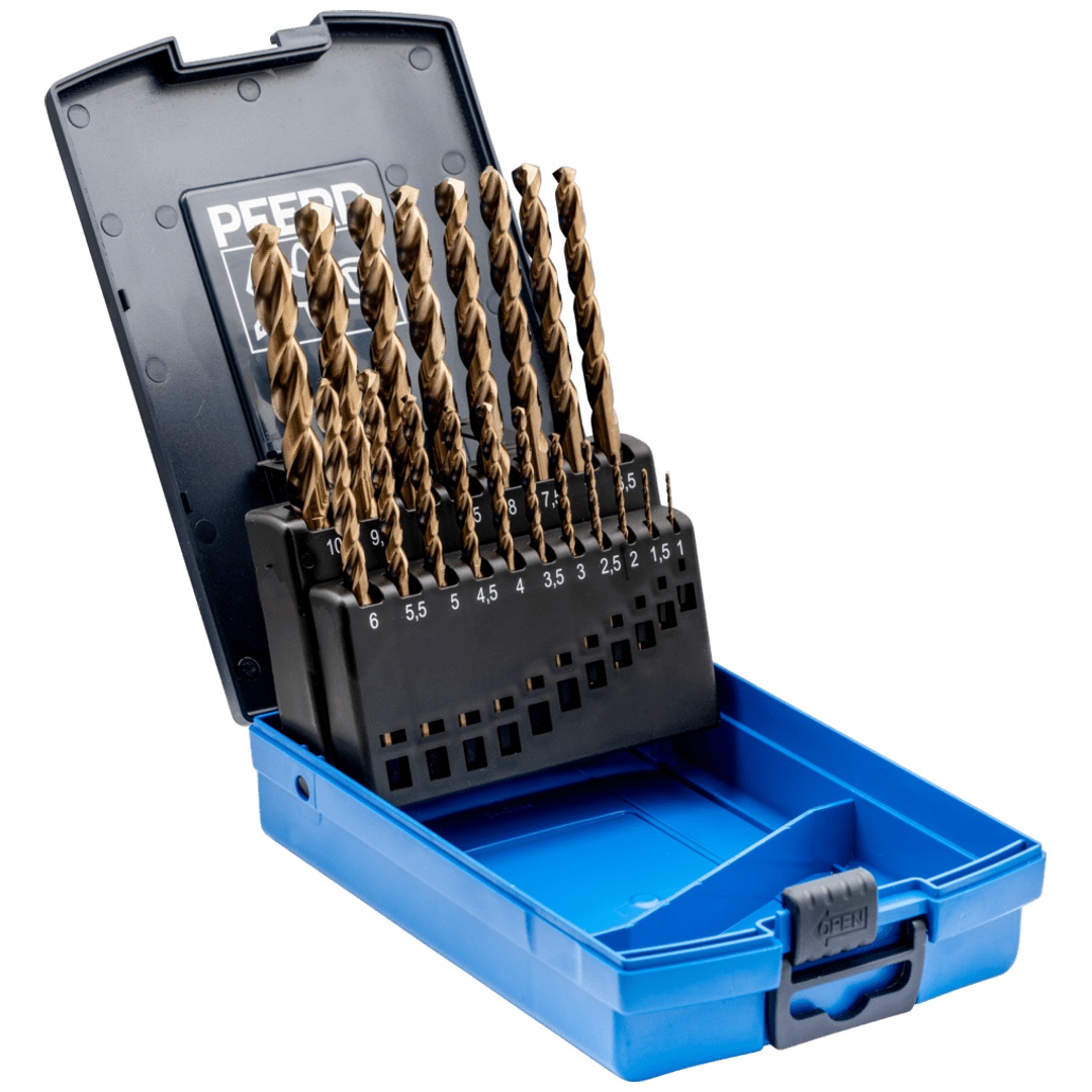 PFERD TOOLS Spiralbohrer-Set 19-tlg. INOX HSSE N DIN 338 für zähe und harte Werkstoffe