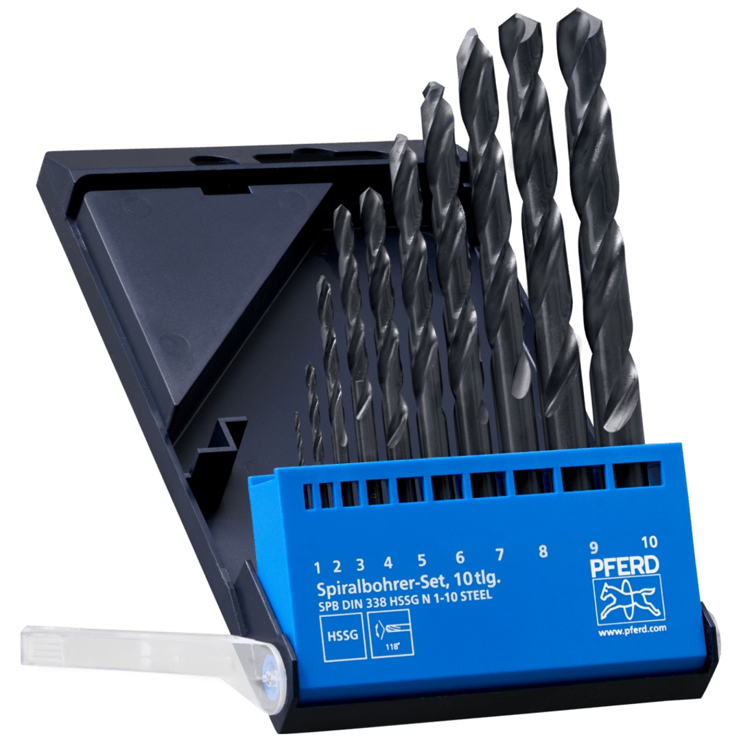 PFERD TOOLS Spiralbohrer-Set 10-tlg. STEEL HSSG N DIN 338 universal