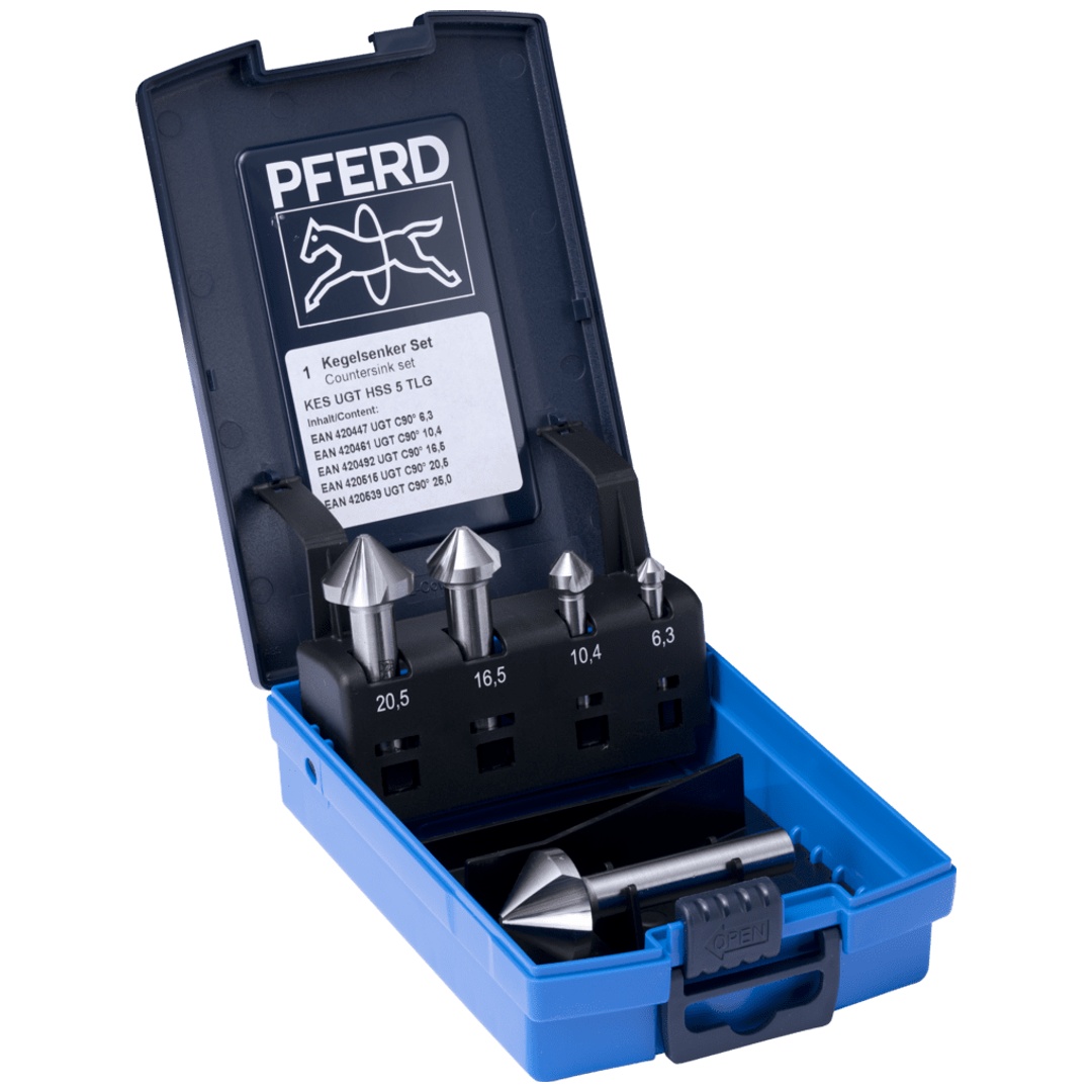 PFERD TOOLS HSS-Kegelsenker-Set UGT 5-tlg. DIN 335 C 90° mit Ungleichteilung