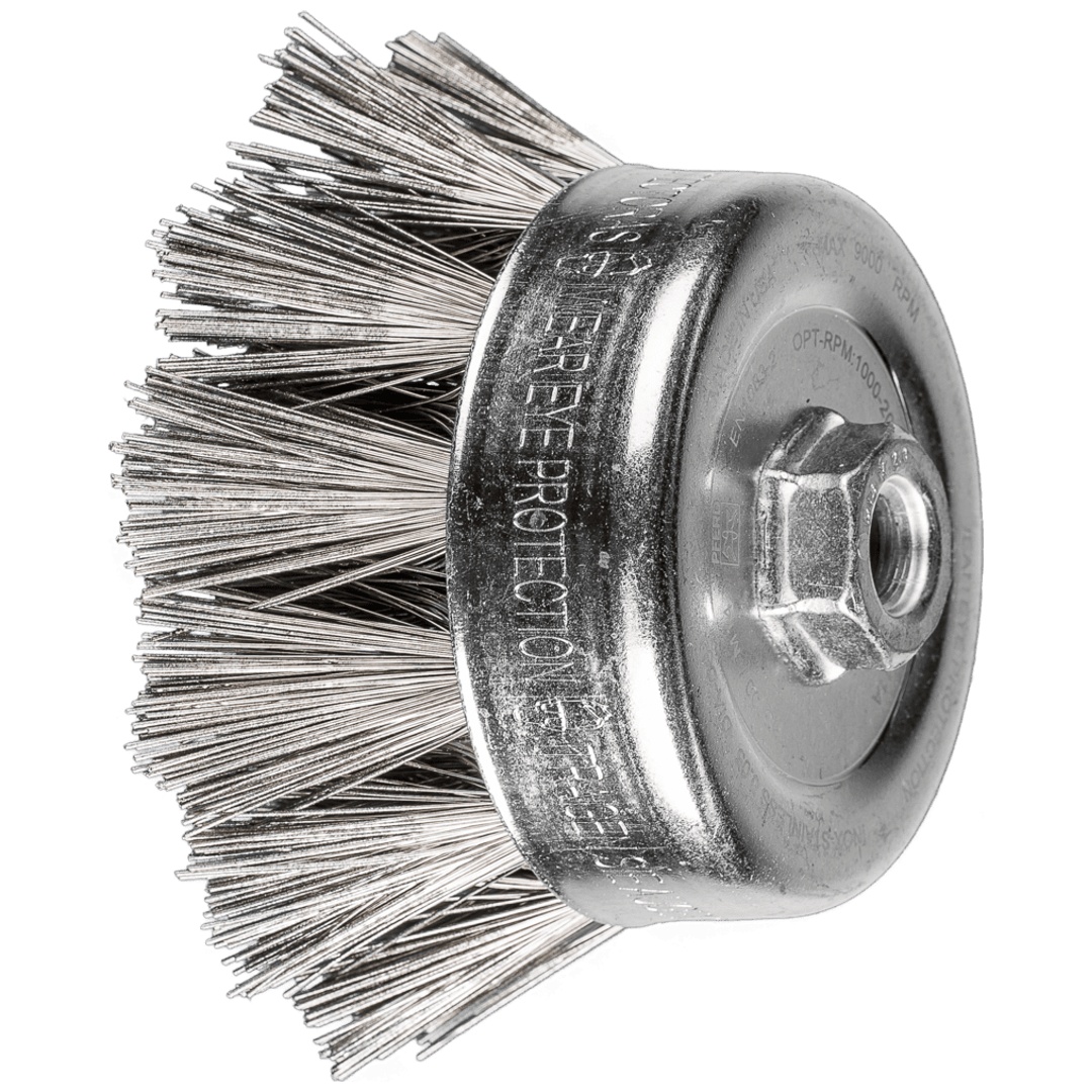 PFERD TOOLS Topfbürste gezopft TBG Ø 100mm M14 Edelstahl-Diamant-Draht-Ø 0,50mm Korn 270
