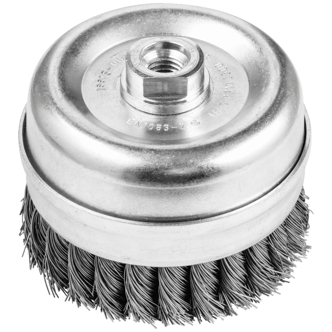 PFERD TOOLS Topfbürste mit Stützring gezopft TBGR Ø 100mm M14 Stahl-Draht-Ø 0,50mm Winkelschleifer