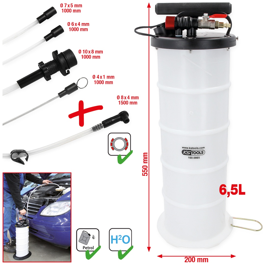 KS Tools Vakuum-Absaugpumpe 6,5 Liter inklusive 4 Sonden