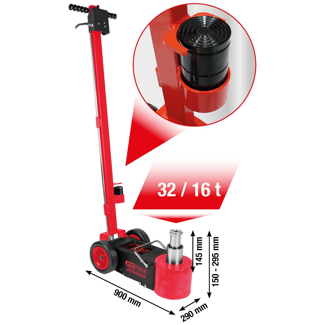 KS Tools performance Lufthydraulischer Wagenheber, 32/16 t