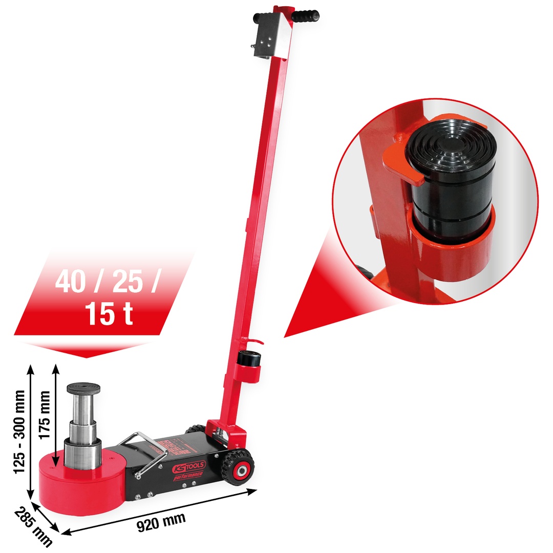 KS Tools performance Lufthydraulischer Wagenheber, 40/25/15 t
