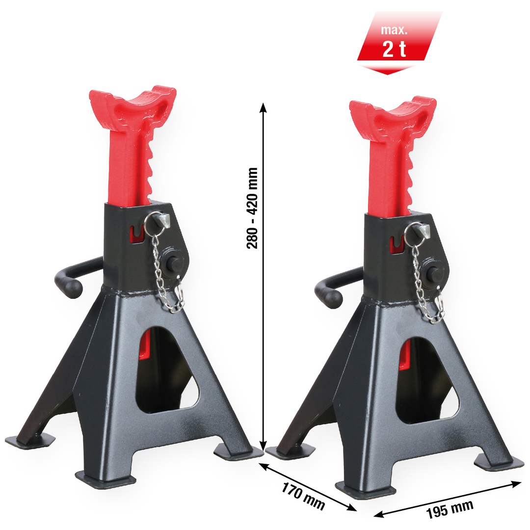 KS Tools performance Stahl-Unterstellbock mit Schnellverstellung, 2000 kg, paarweise