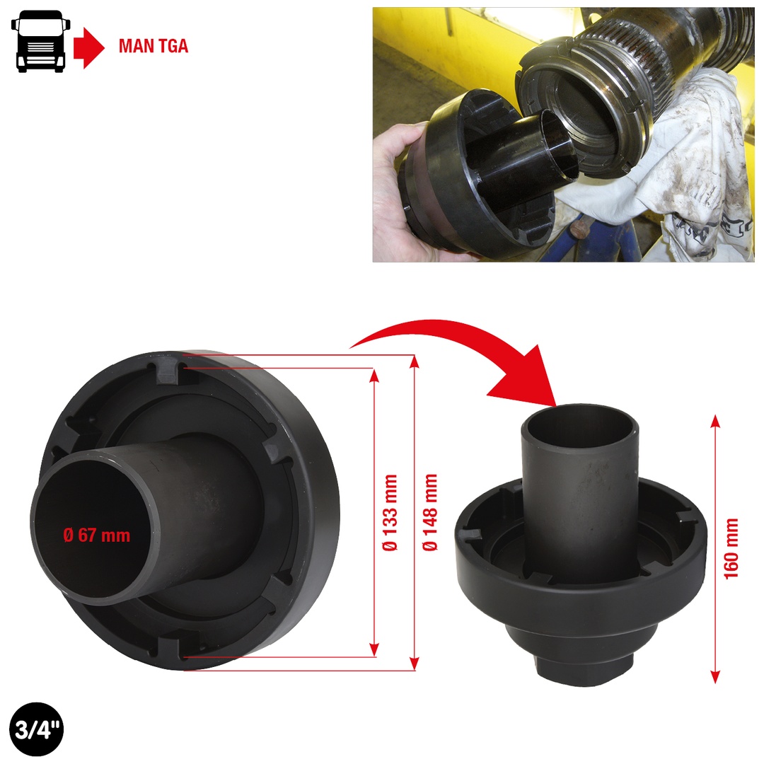 KS Tools 3/4 Nutmuttern-Schlüssel mit Führungsrohr, MAN TGA