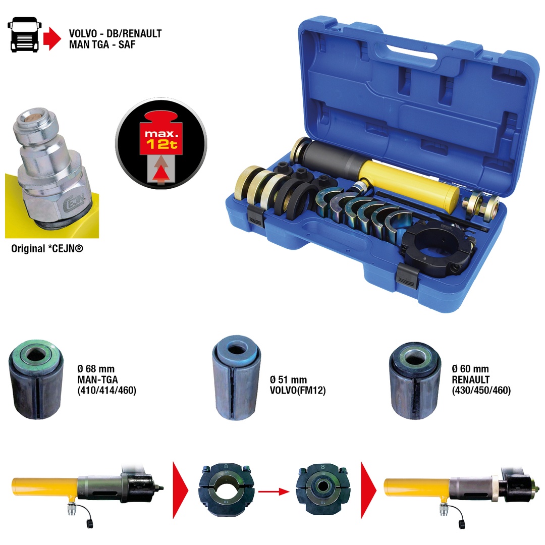 KS Tools Schlitzbuchsen-Werkzeug-Satz für Silentlager-Schlitzbuchsen, 19-tlg