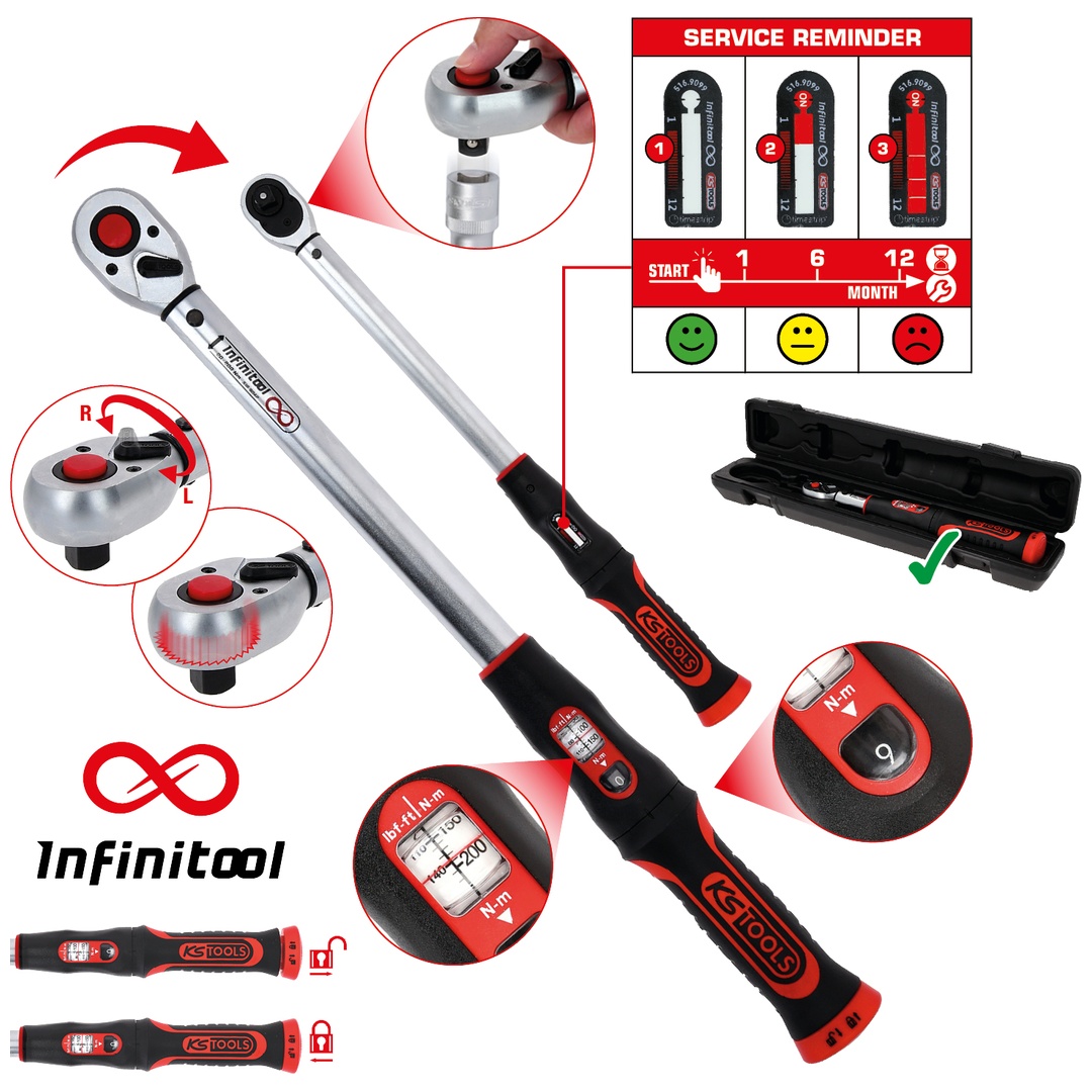 KS Tools 1/2 INFINITOOL Ratschen-Drehmomentschlüssel, 20-100 Nm