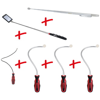 KS Tools Flexibler und Teleskop-Magnethalter und Inspektionsspiegel-Satz, 6-tlg.