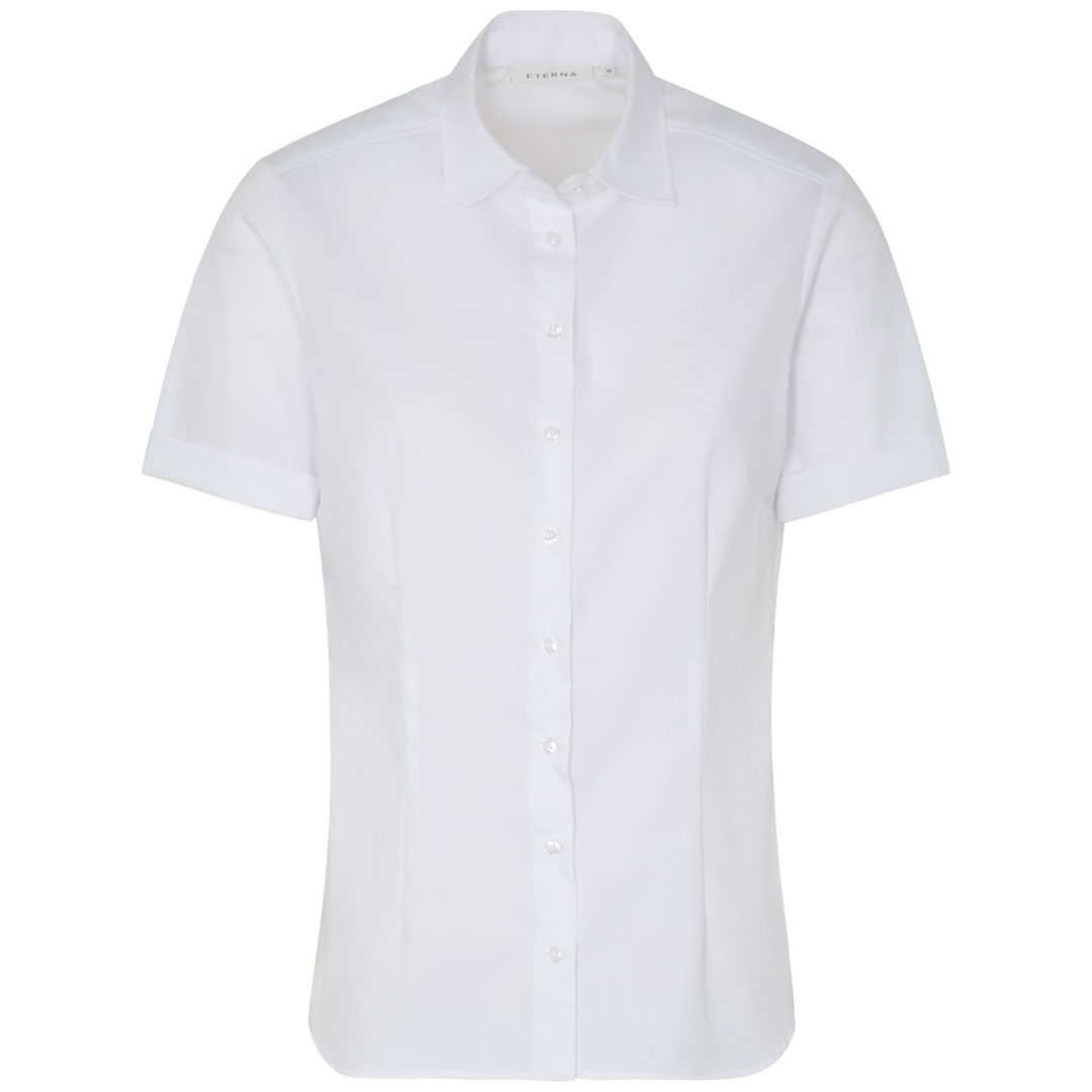 Eterna Bluse kurzarm Uni Popeline Tailliert H790 5220 Gr. 36 weiß