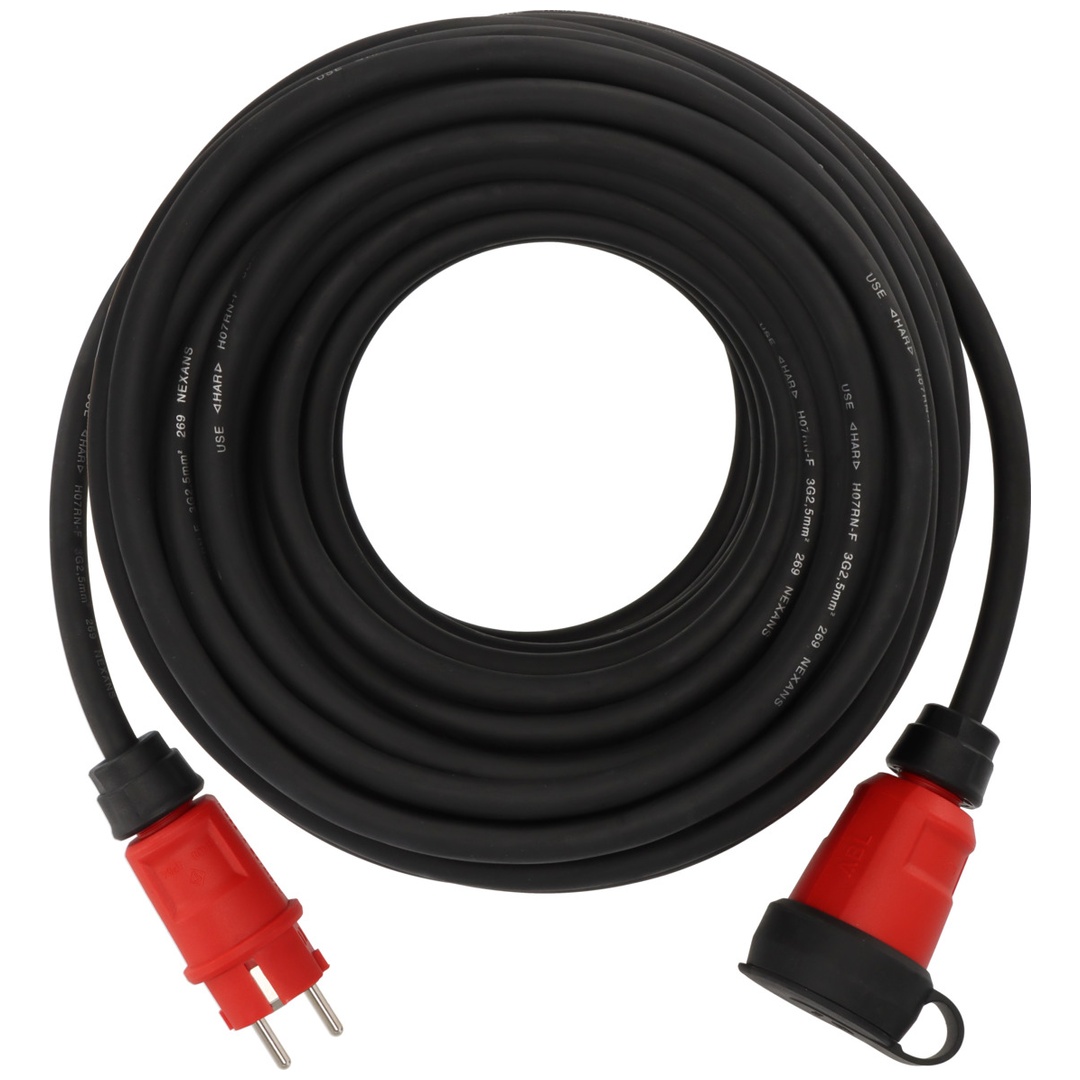 Brennenstuhl Professional Verlängerungskabel VN 2200 (25m Kabel H07RN-F 3G2,5 in schwarz, Baustelleneinsatz und ständiger Einsatz im Freien IP44, Made