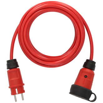 Brennenstuhl Professional Verlängerungskabel VQ 1110 IP44 (5m Kabel H07BQ-F 3G1,5 in rot, Baustelleneinsatz und ständiger Einsatz im Freien, Made in G