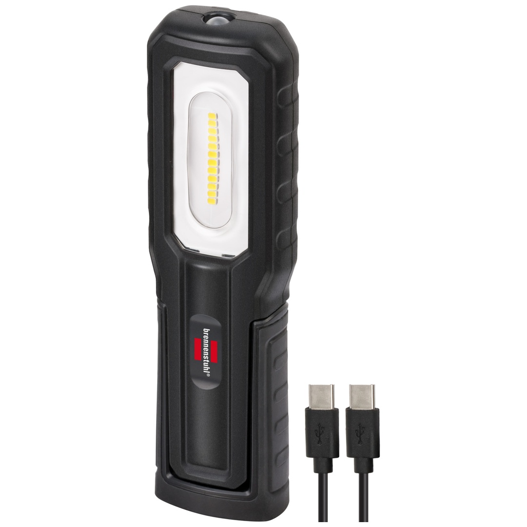 Brennenstuhl LED Akku Handleuchte HL 701 A / LED Arbeitsleuchte für außen IP54 (700+100lm, inklusive USB C Ladekabel, bis zu 10h Leuchtdauer, LED Tasc