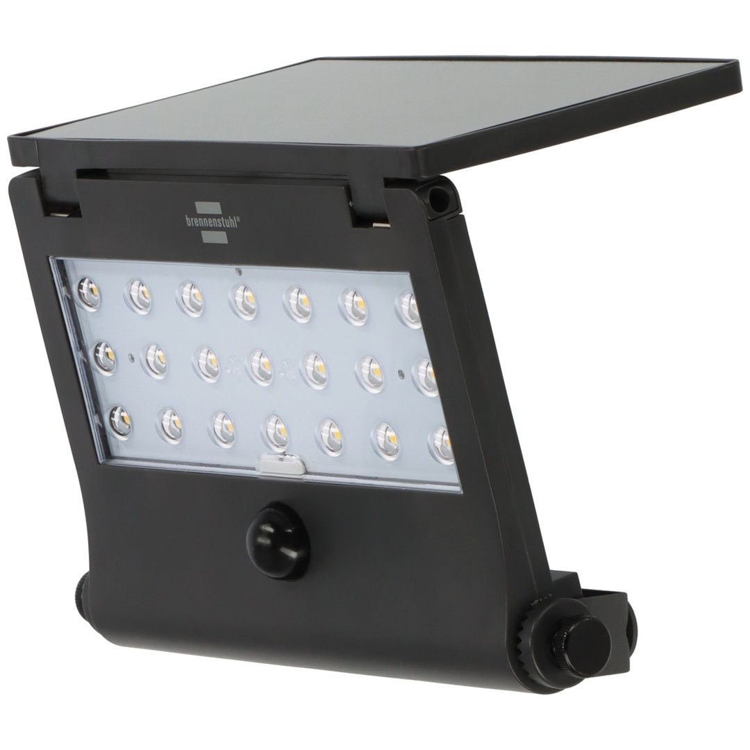 Brennenstuhl Solar LED Strahler SOL 1000 Pad / LED Wandleuchte für außen mit Bewegungsmelder (Solarlampe IP65, 1000lm, 4 verschiedene Licht Modi, Dämm