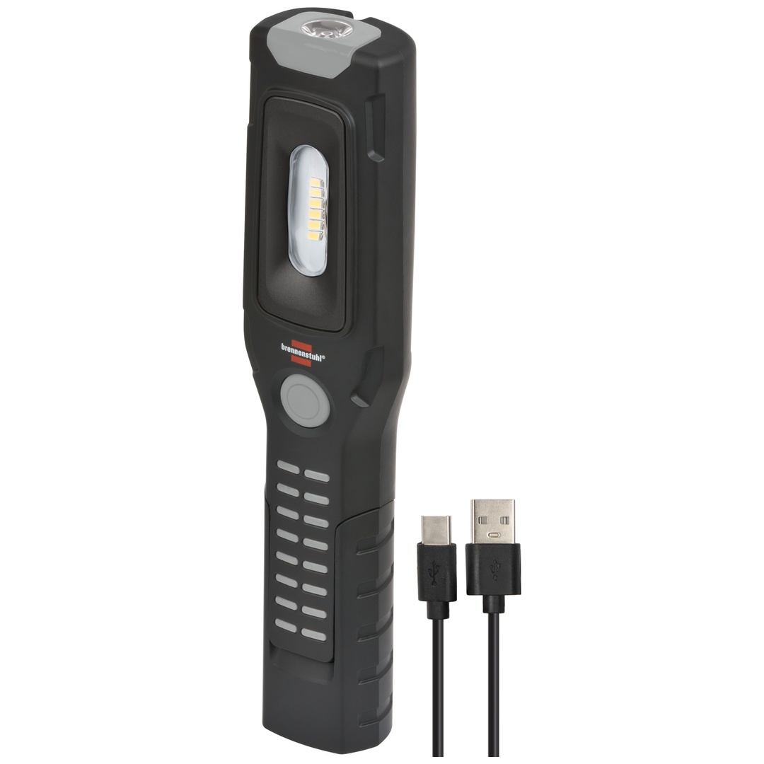 Brennenstuhl Akku Handleuchte HL 501 A / Arbeitsleuchte LED Akku mit Magnet und 6 SMD-LED´s (Inspektionsleuchte mit max. 10h Leuchtdauer, 500+120lm, 3
