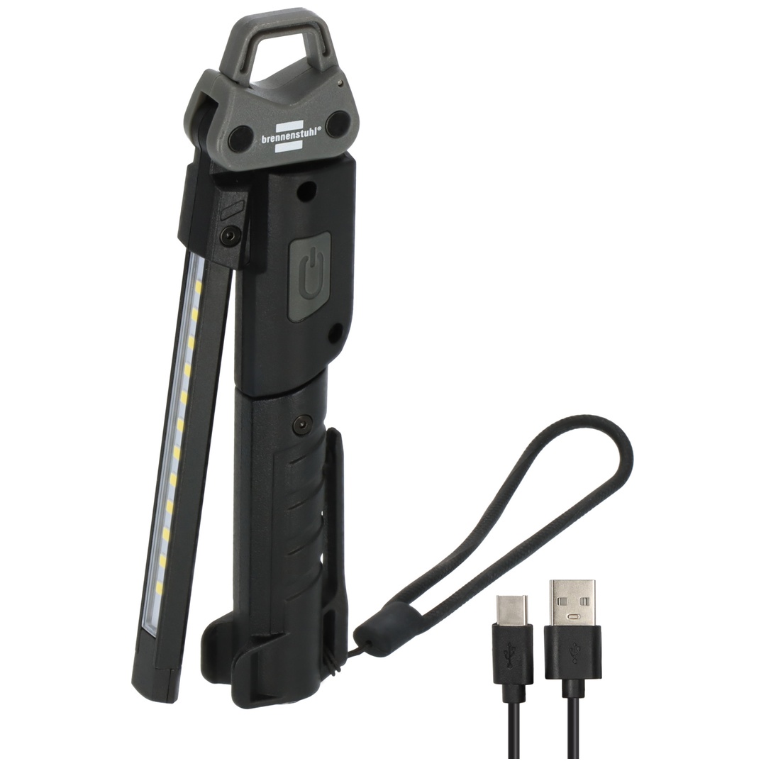 Brennenstuhl Akku LED Handllampe HL 400 AC / LED Werkstattlampe mit integriertem Akku (400lm, 3 individuell schaltbare Lichtquellen, zusammenklappbar,