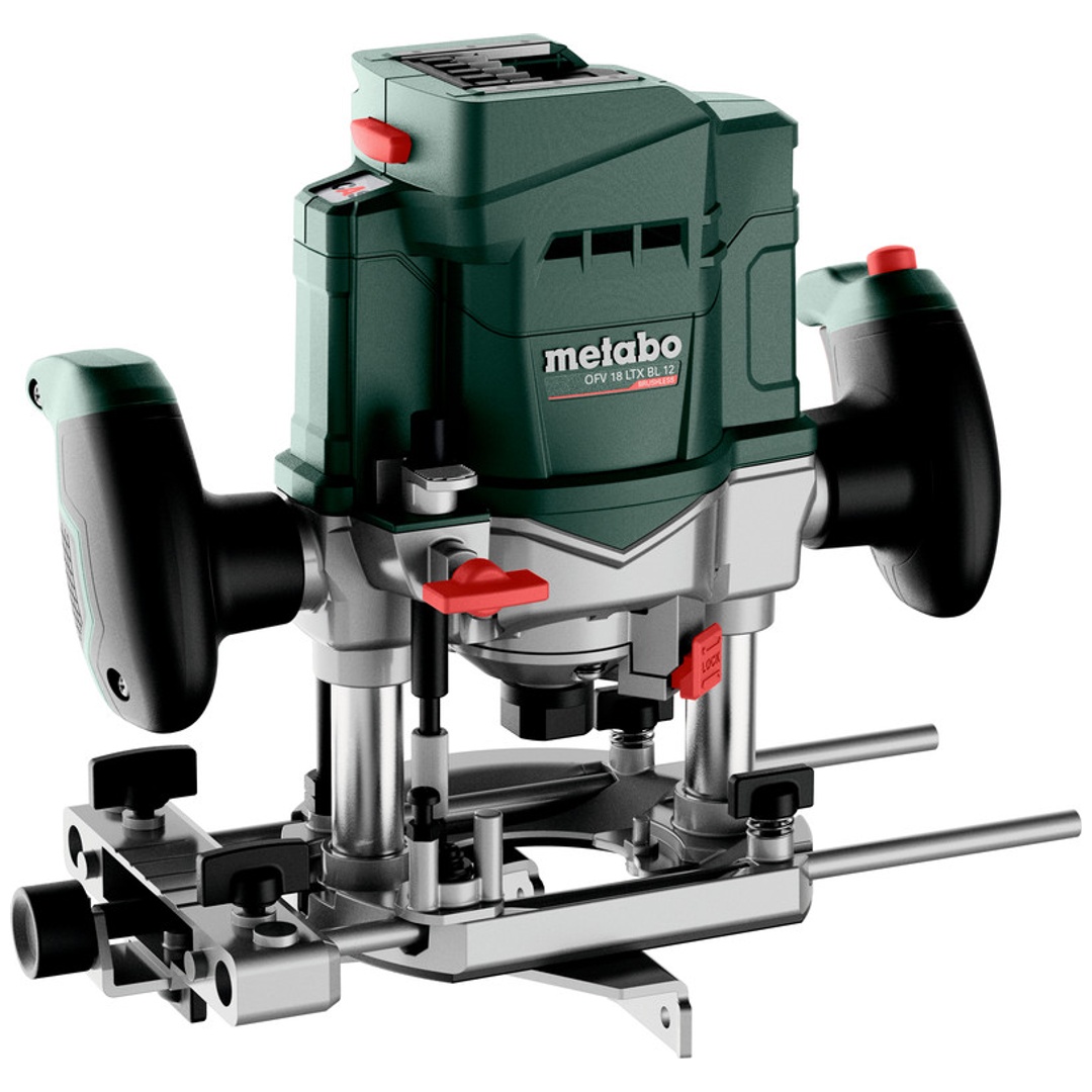 Metabo Akku-Oberfräse OFV 18 LTX BL 12, incl. Zubehör, Spannzangen Zoll, metaBOX