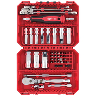 Milwaukee 1/4" Ratschen-, Maulschlüssel und lange Steckschlüsseleinsätze Set, 42-tlg.