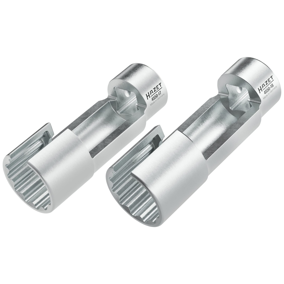 Hazet Einspritzleitungsschlüssel Satz 3/8 (10 mm) Vierkant hohl, Außen Doppelsechskant-Tractionsprofil, 2-tlg., 17, 18