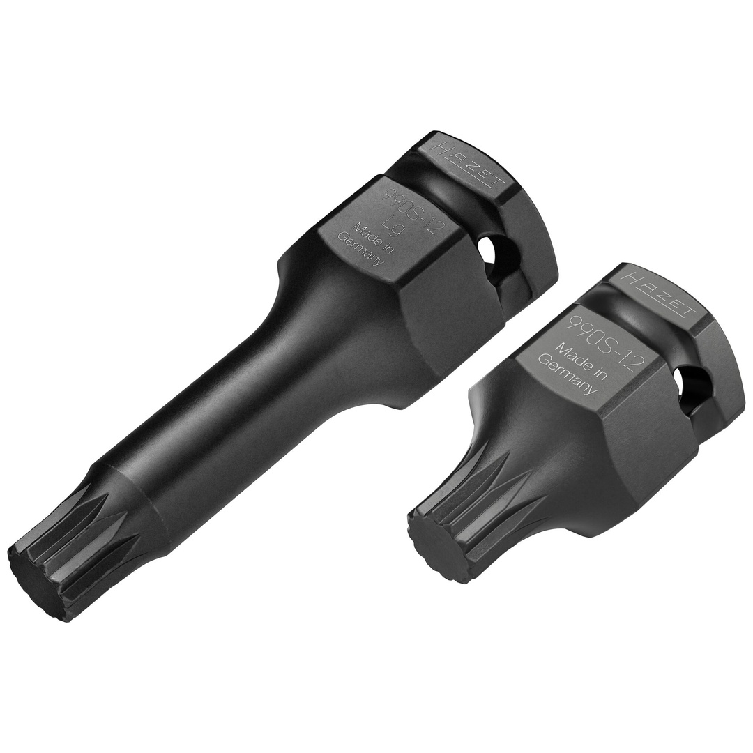 Hazet Schlag-Maschinenschrauber Schraubendreher-Steckschlüsseleinsatz Satz 990S-12/2, 3/4 (20 mm) Vierkant hohl, 1/2 (12,5 mm) Vierkant hohl, 24 mm