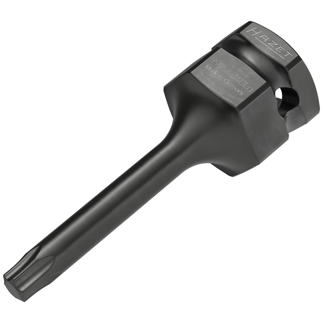 Hazet Schlag-Maschinenschrauber Schraubendreher-Steckschlüsseleinsatz 995S6-T40LG, 1/2 (12,5 mm) Vierkant hohl, 24 mm Außen-Sechskant, Innen TX Profi