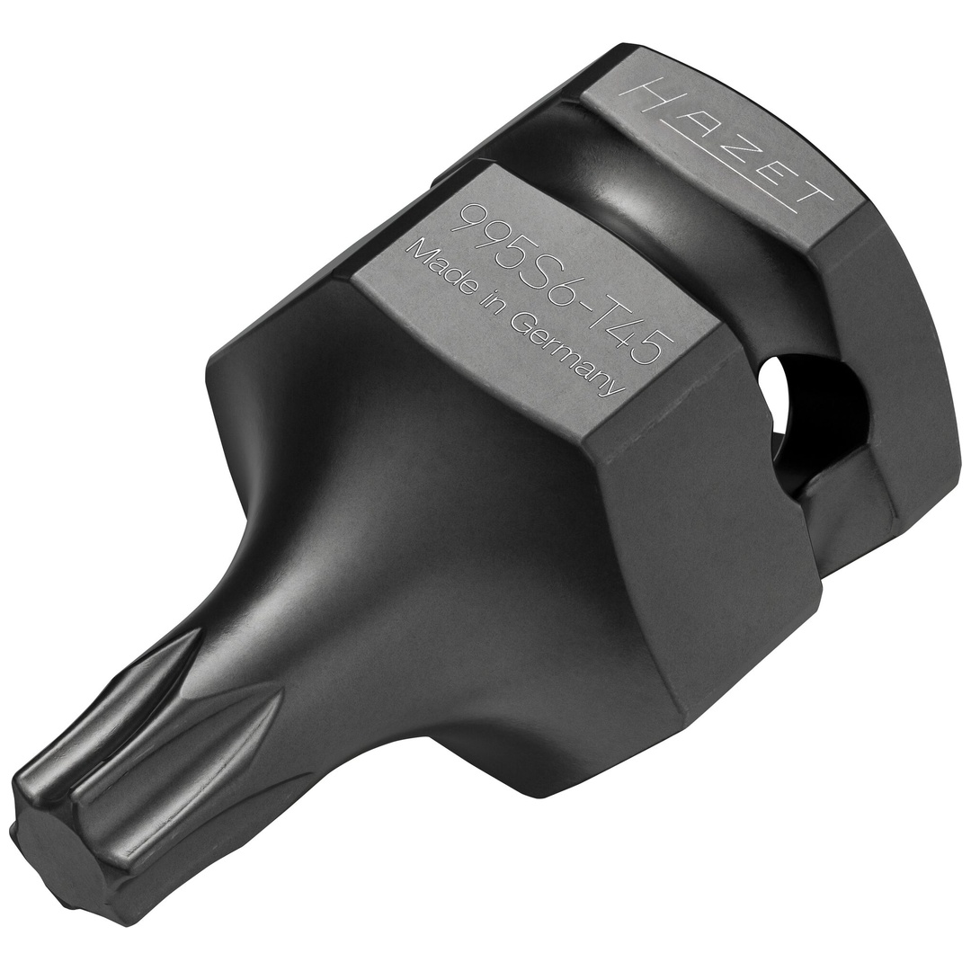 Hazet Schlag-Maschinenschrauber Schraubendreher-Steckschlüsseleinsatz 995S6-T45, 1/2 (12,5 mm) Vierkant hohl, 24 mm Außen-Sechskant, Innen TX Profil,